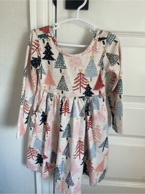 Hanna Andersson Holiday Christmas Tree Print Long Sleeve Dress